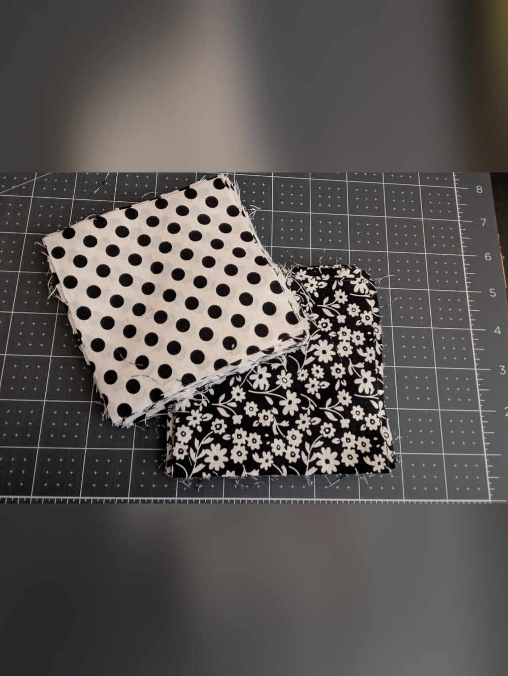 60 Black & White Charm Squares 5"x5" - Coordinated 30 Polka Dots & 30 Floral